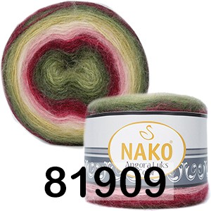 Пряжа Nako ANGORA LUKS COLOR 81909 зелен.красн.желт.