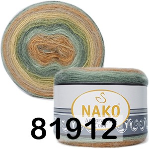 Пряжа Nako ANGORA LUKS COLOR 81912 оранж.зелен.серый