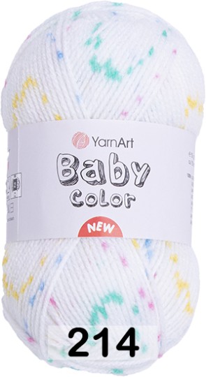 Пряжа YarnArt Baby Color 214 бел-розов-желт-зелен-синий
