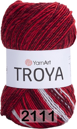 Пряжа YarnArt Troya 2111 т.красный-красный-серый