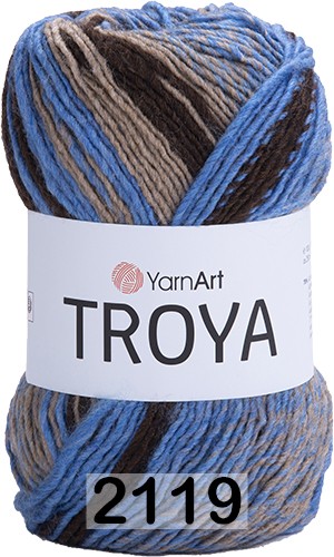 Пряжа YarnArt Troya 2119 коричнево-голубой меланж