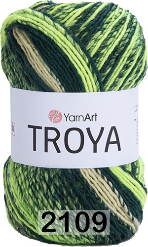 Пряжа YarnArt Troya 2109 т.зеленый-салат-желтый