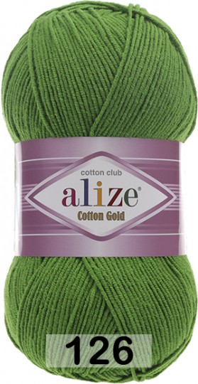 Пряжа Alize Cotton Gold 126 зеленая трава