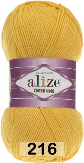Пряжа Alize Cotton Gold 216 т.желтый