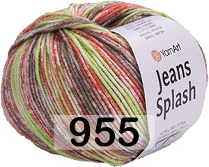 Пряжа YarnArt Jeans Splash 955 салат.кор. красн.жел.бел.