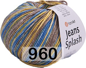 Пряжа YarnArt Jeans Splash 960 желт.син. кор.бел.