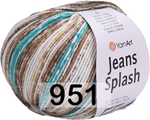 Пряжа YarnArt Jeans Splash 951 бел.кор.бирюз.