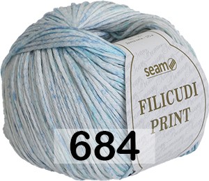 Пряжа Сеам Filicudi print 684 белый с голубым