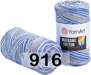 Пряжа YarnArt macrame cotton vr 916 голуб.син.серый