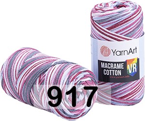 Пряжа YarnArt macrame cotton vr 917 розов.сер.голуб.
