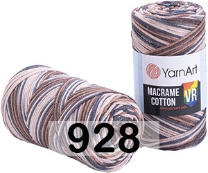 Пряжа YarnArt macrame cotton vr 928 коричн.серый.беж.
