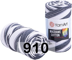 Пряжа YarnArt macrame cotton vr 910 бело-серый