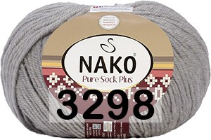Пряжа NAKO PURE SOCK PLUS 03298 серый