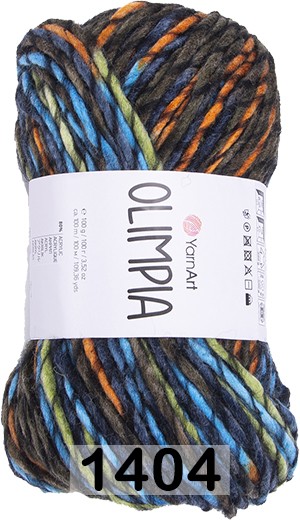 Пряжа YarnArt Olimpia 1404 СИНЕ-ОРАНЖЕВЫЙ-КОРИЧНЕВЫЙ