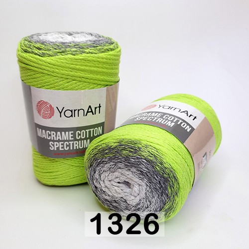 Пряжа YarnArt macrame cotton spectrum 1326 салат-серый