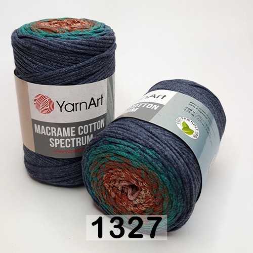 Пряжа YarnArt macrame cotton spectrum 1327 джинс.изумруд.терракот