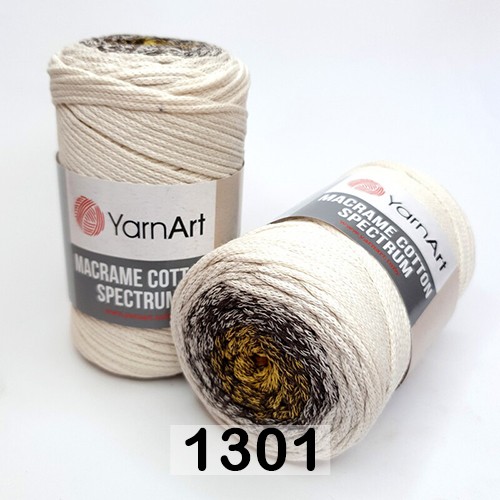 Пряжа YarnArt macrame cotton spectrum 1301 бело-коричневый