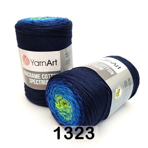 Пряжа YarnArt macrame cotton spectrum 1323 т.синий-синий-салат-голубой