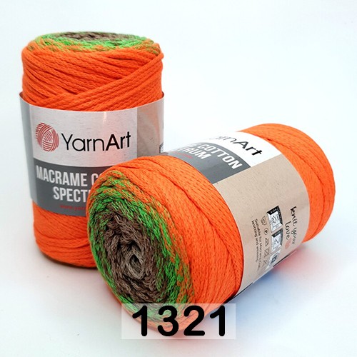 Пряжа YarnArt macrame cotton spectrum 1321 абрикос-зеленый