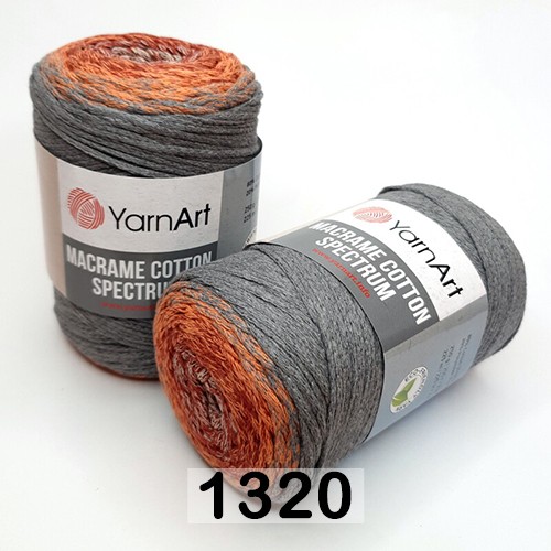 Пряжа YarnArt macrame cotton spectrum 1320 серый-оранж-террак-св.серый
