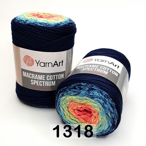 Пряжа YarnArt macrame cotton spectrum 1318 сине-зелен.розовый