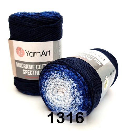 Пряжа YarnArt macrame cotton spectrum 1316 т.синий-белый