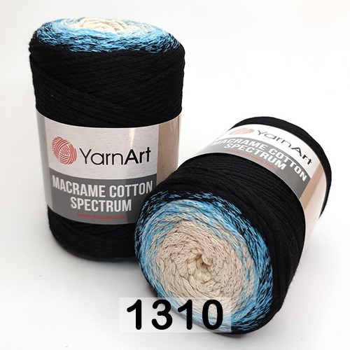 Пряжа YarnArt macrame cotton spectrum 1310 черно-голубой
