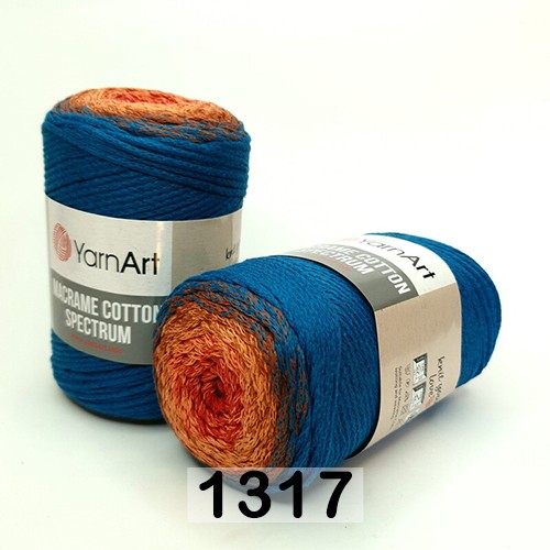 Пряжа YarnArt macrame cotton spectrum 1317 бирюза-оранж.